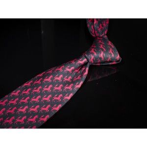 Vintage Dunhill Tailors 100% Silk Tie Black Fuchsia Unicorn Motif Designer Tie